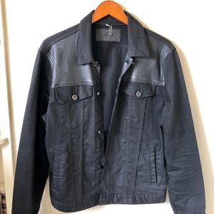 7 for All Mankind Black Denim Jacket with Leather